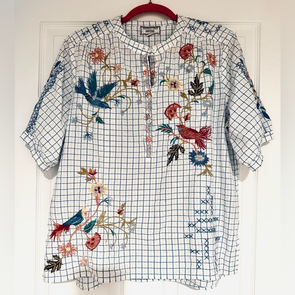 JOHNNY WAS Embroidered Blouse PRICE REDUCED - Picture 1 of 13